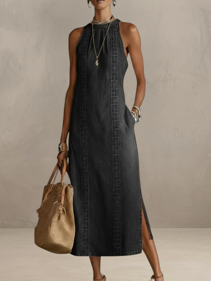 AURORA | DENIM DRESS WITH RETRO LACE