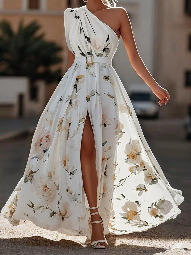 PHYLLIS | ONE-SHOULDER CHIFFON MAXI DRESS