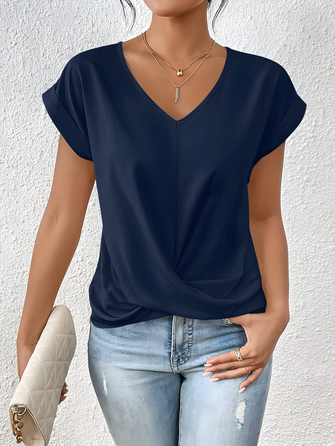 MAYA – V-NECK TOP WITH TWIST DETAIL