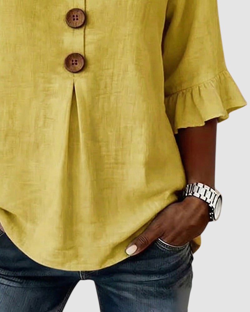 SOPHIA | LINEN BLEND BUTTON BLOUSE