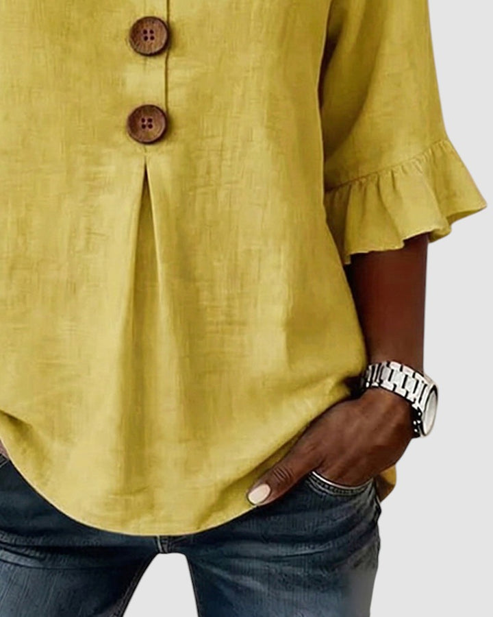 SOPHIA | LINEN BLEND BUTTON BLOUSE