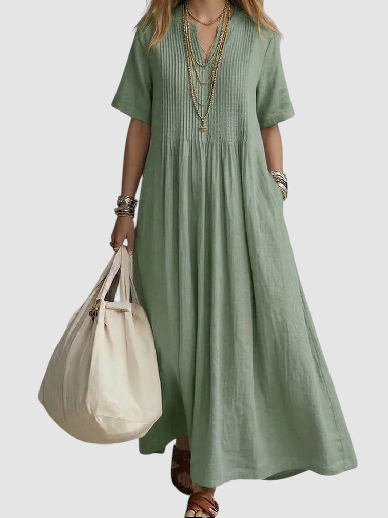 NAYELA | FLOWING PLEATED MIDI DRESS