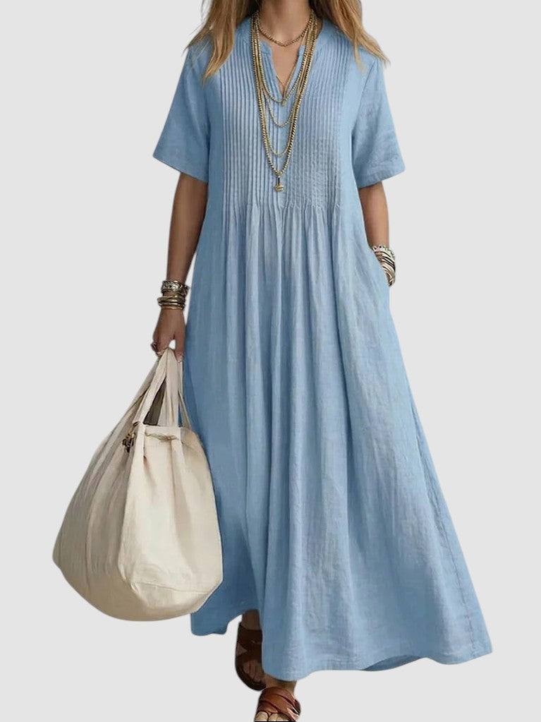 NAYELA | FLOWING PLEATED MIDI DRESS