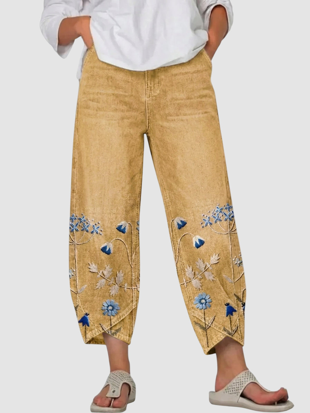 AVEN | EMBROIDERED COTTON TROUSERS
