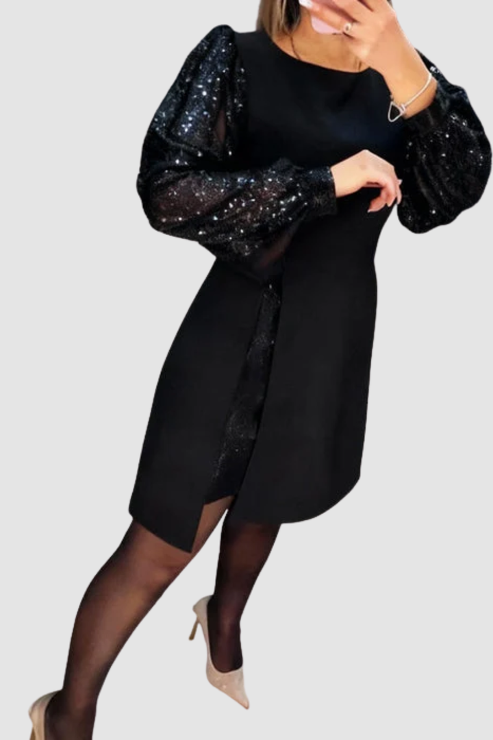 IWONA | PUFF SLEEVE SILHOUETTE DRESS