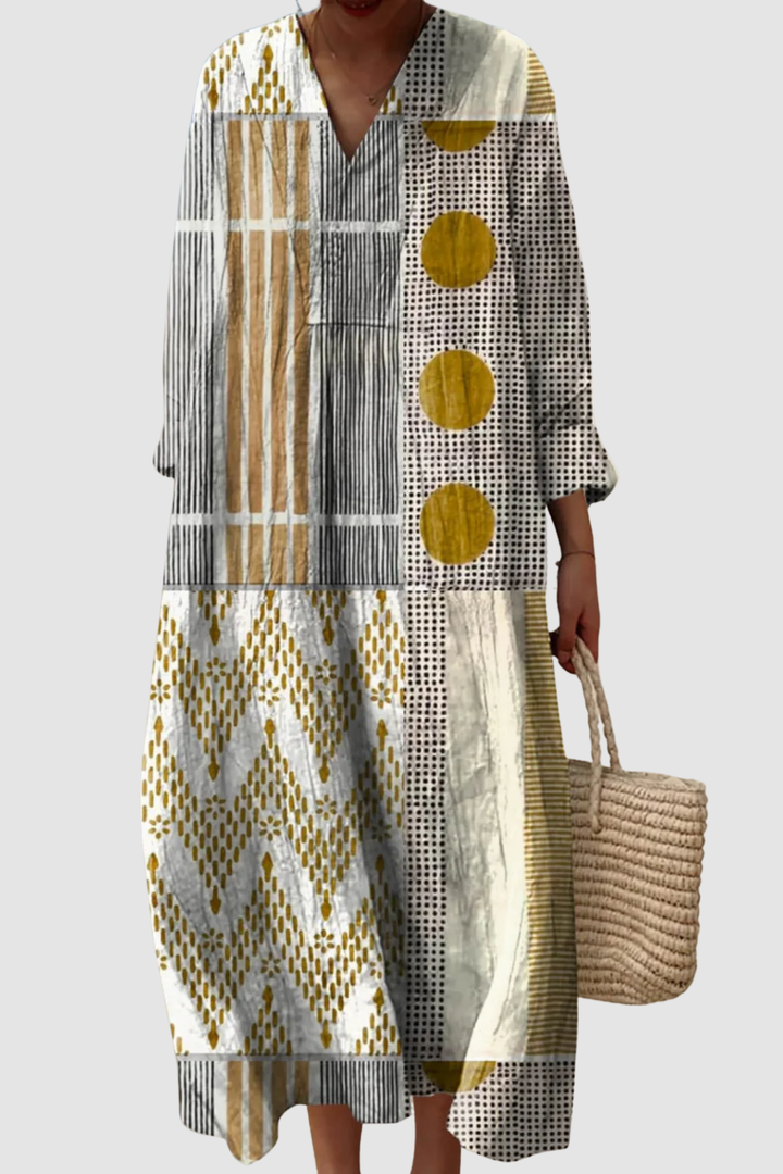 MAYA | WOMEN’S ABSTRACT GEOMETRIC PATTERN ART PRINT DRESS