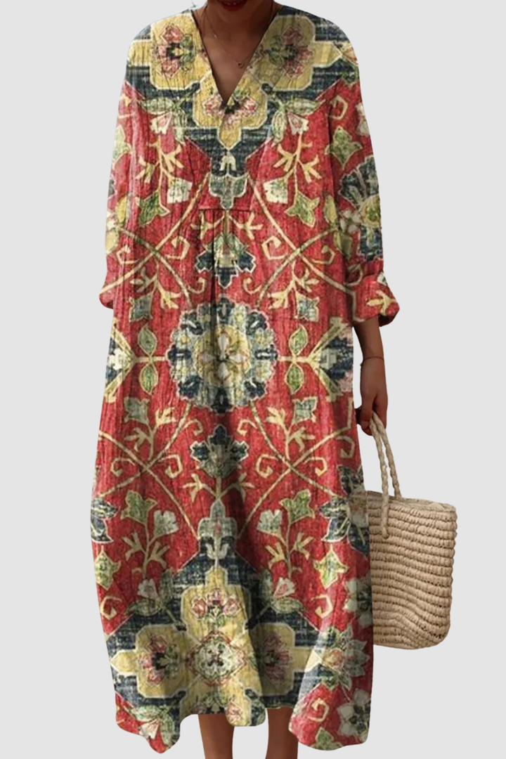SUNNY | VINTAGE LOVELY FLORAL ART PRINT FLOWY DRESS