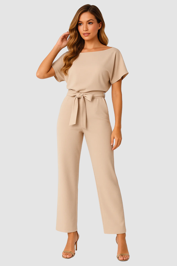 Women's Jumpsuit – Draped-Look Fabric, Elegant & Comfortable
