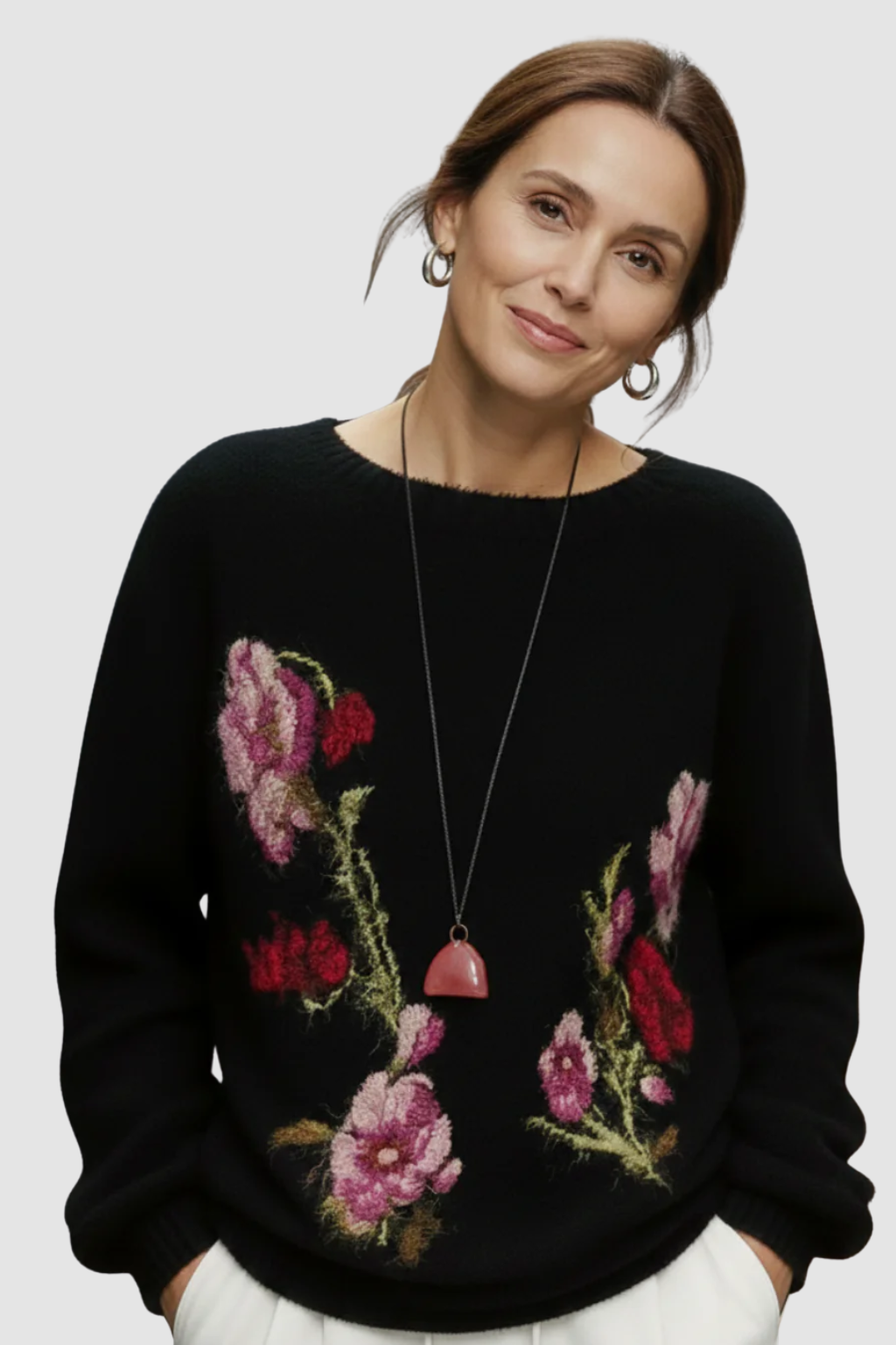 LIVIA | JACQUARD KNIT SWEATER BLACK