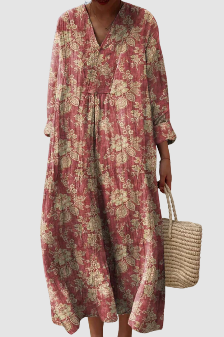 DROZJ | VINTAGE LOVELY FLORAL ART PRINT DRESS