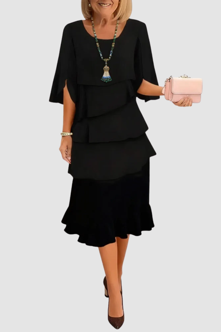 ANA | ELEGANT RUFFLE MIDI DRESS
