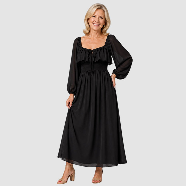 MARGOT | SQUARE NECK CHIFFON MAXI DRESS