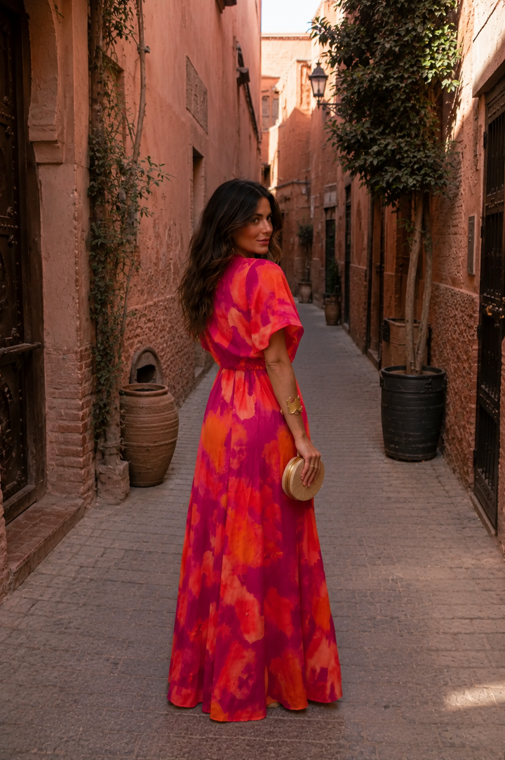 ISLA | SUNSET FLORAL HOLIDAY DRESS