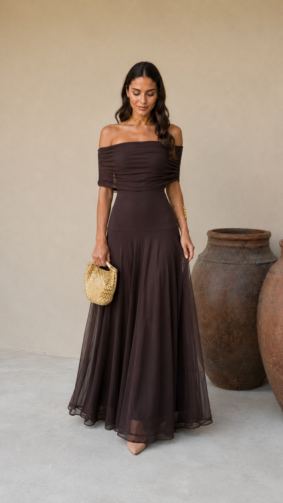 MIRELLA | CHOCOLATE BROWN FLOW DRESS