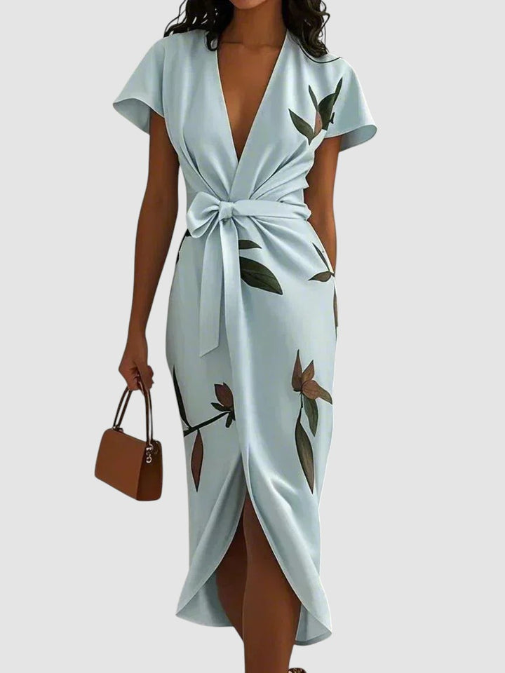 LINDA | FLORAL WRAP MIDI DRESS