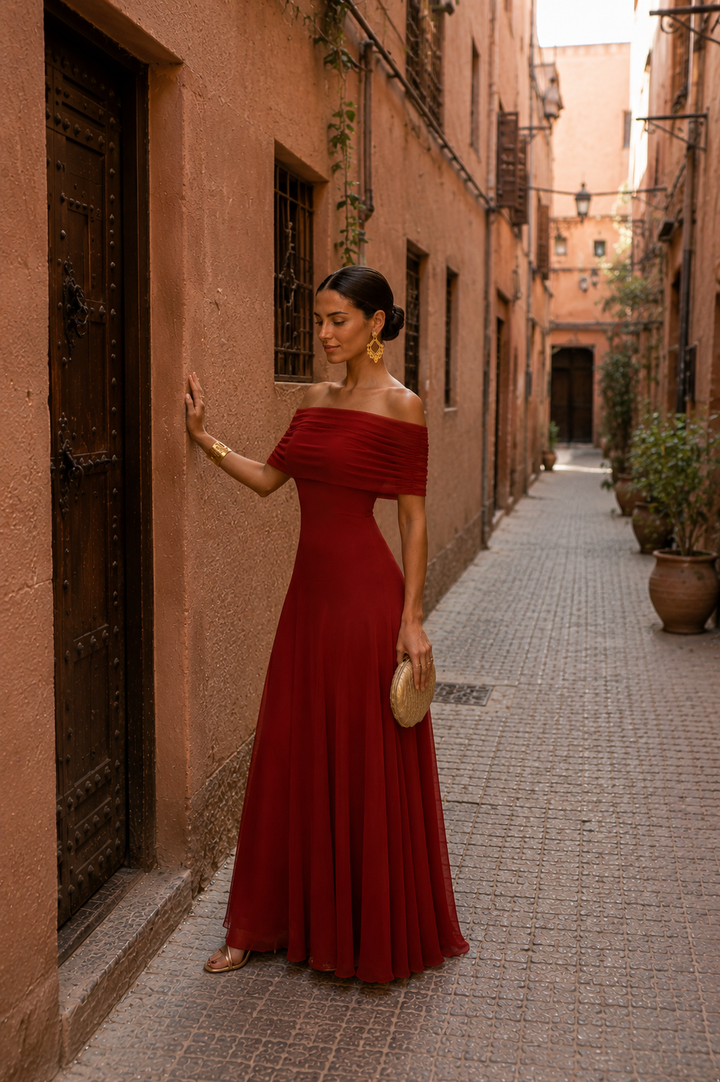 SERENA | EARTH-TONE HALTER MAXI DRESS