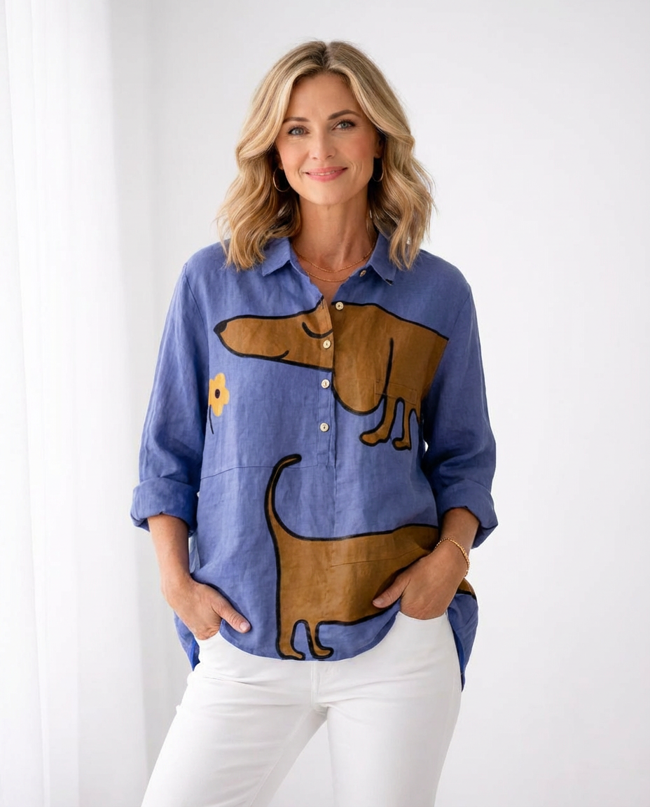 Elsie | Timeless linen blouse with print