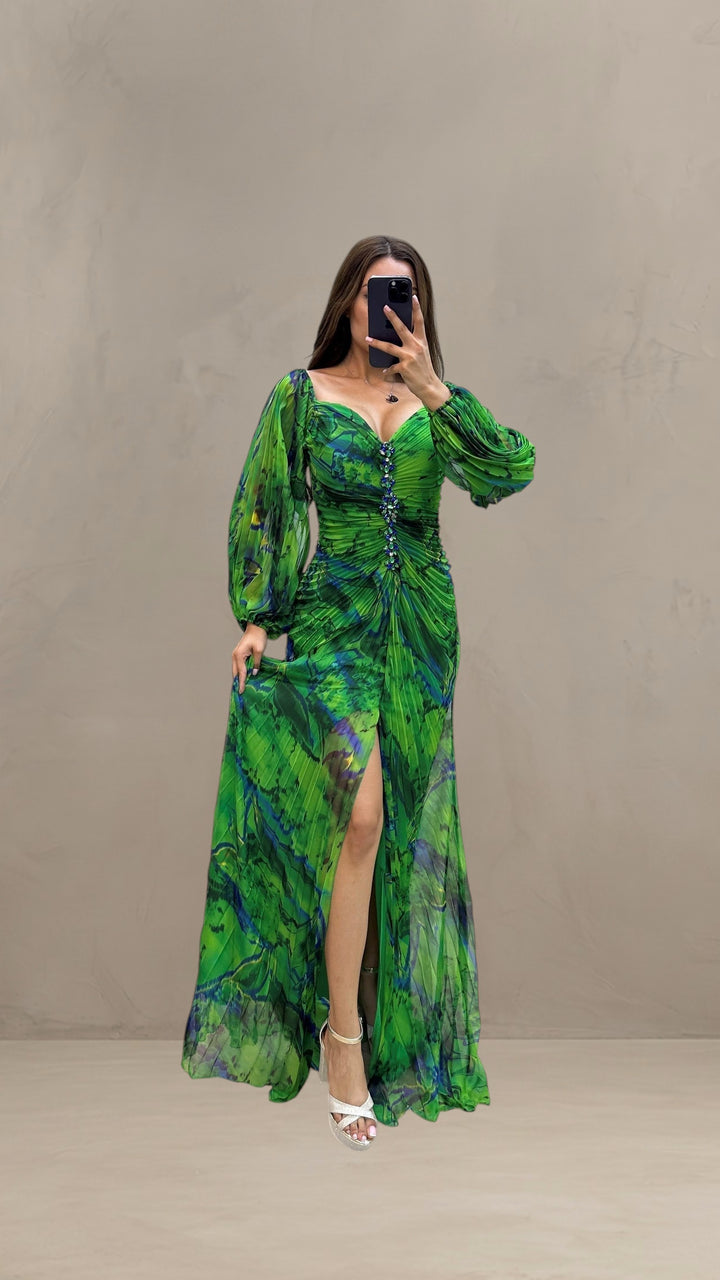 SOPHIE | LONG PLEATED EVENING DRESS