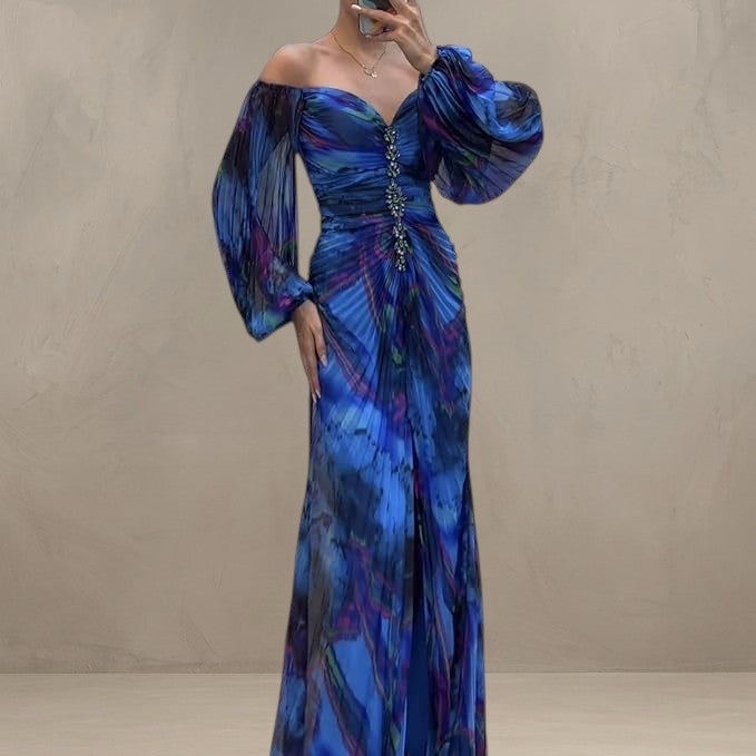 SOPHIE | LONG PLEATED EVENING DRESS
