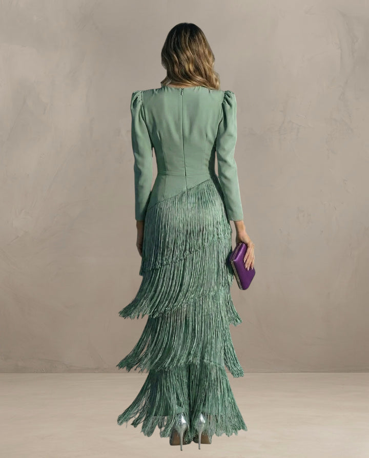 KLARA | ELEGANT DRESS WITH FRINGE SLEEVES