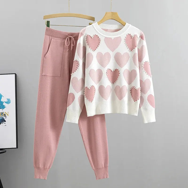 LILY | HEART PATTERN KNIT SET