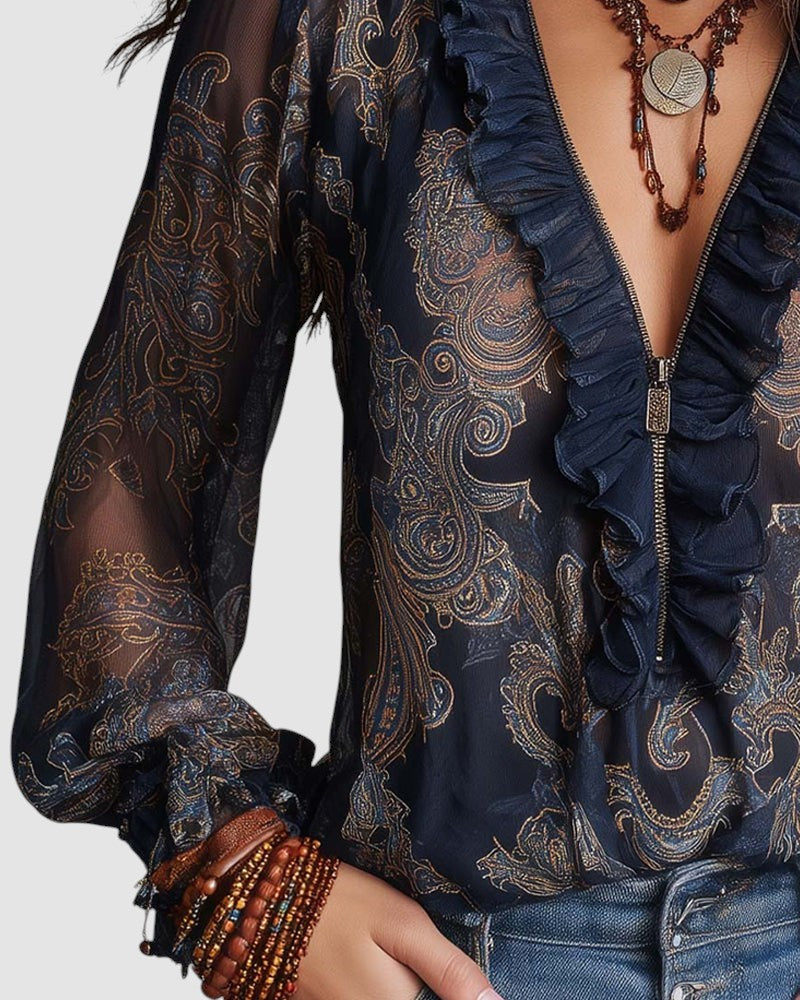 KIM | HALF ZIP BLOUSE