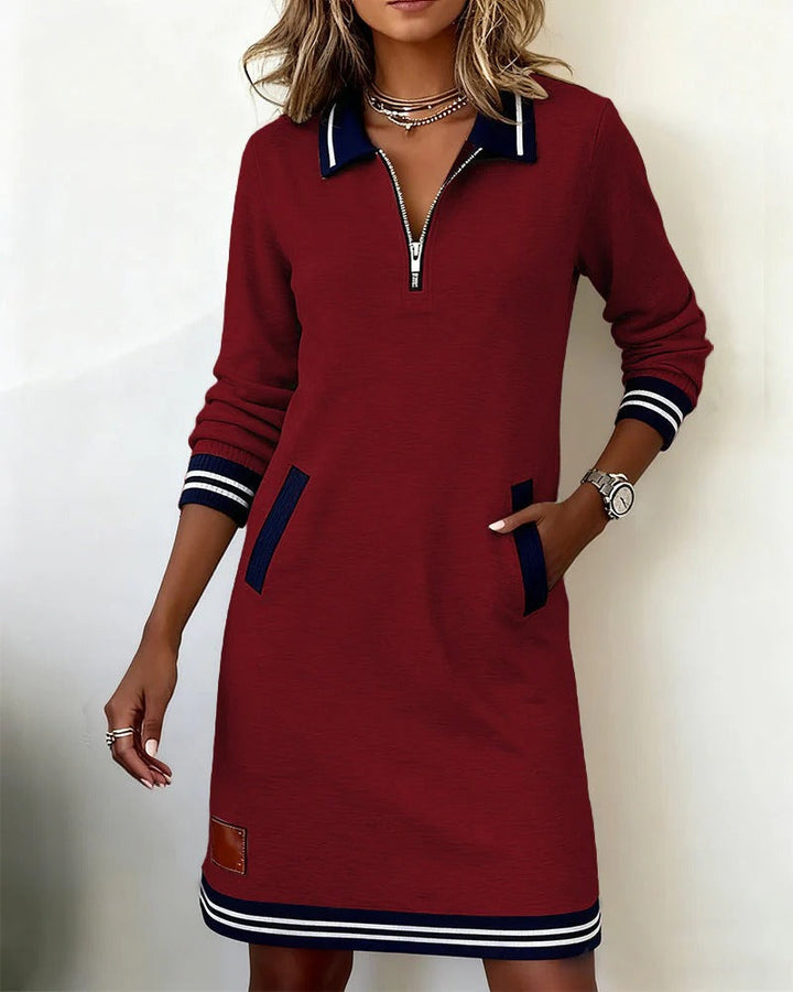 LORENZA | ZIP COLLAR SWEATSHIRT DRESS