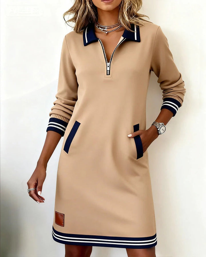 LORENZA | ZIP COLLAR SWEATSHIRT DRESS