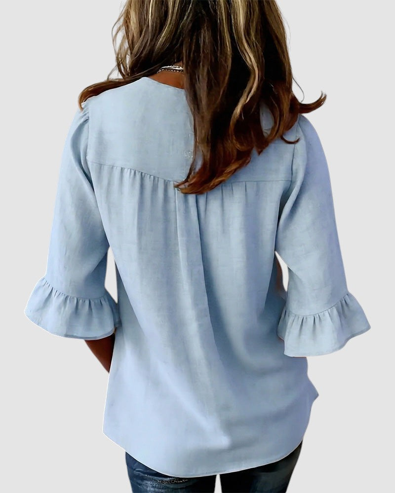 SOPHIA | LINEN BLEND BUTTON BLOUSE