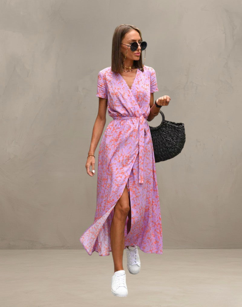 AMELIA | COLOURFUL V-NECK DRESS