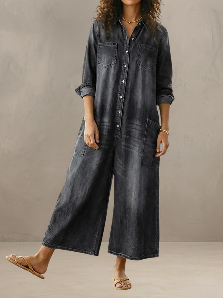 DIANA | VINTAGE DENIM JUMPSUIT WITH BUTTONS