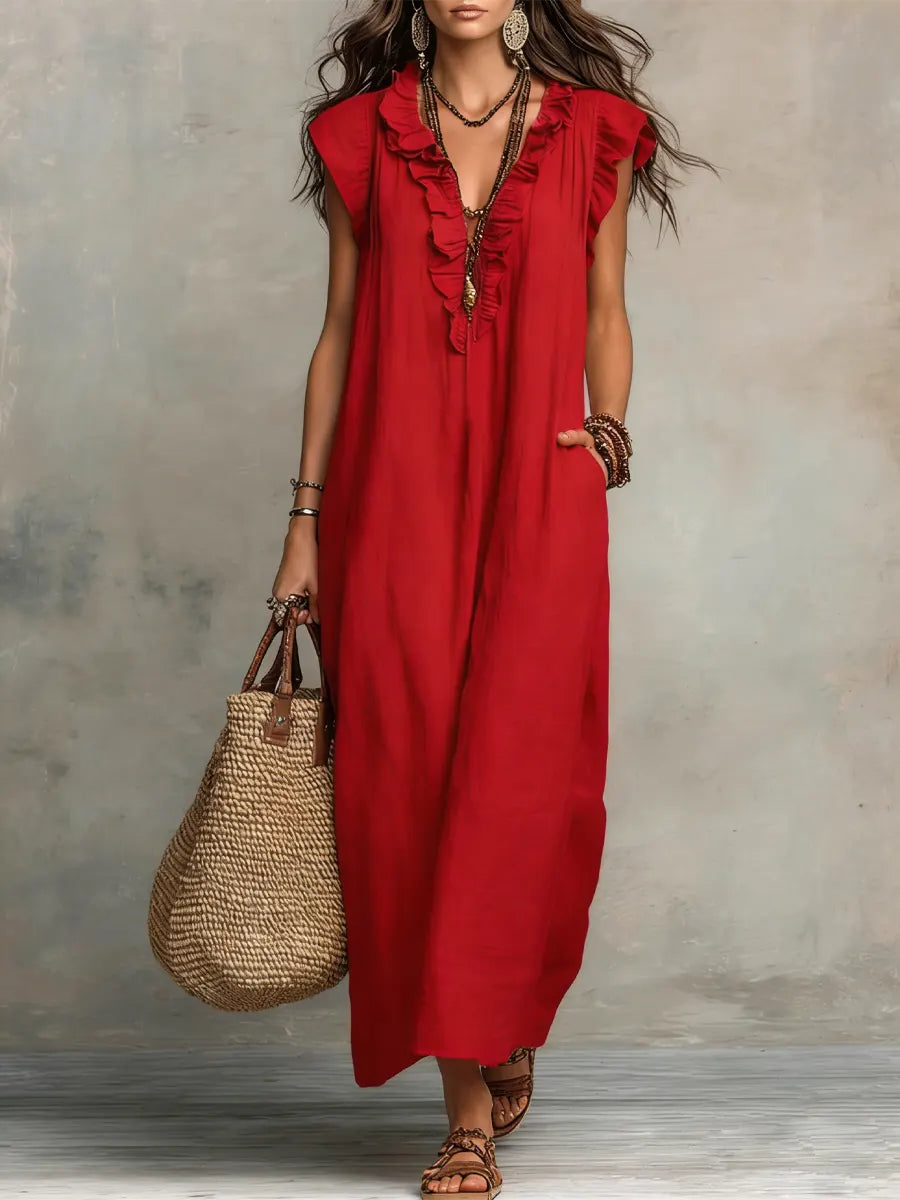 EDNA | BOHEMIAN LINEN COTTON MAXI DRESS