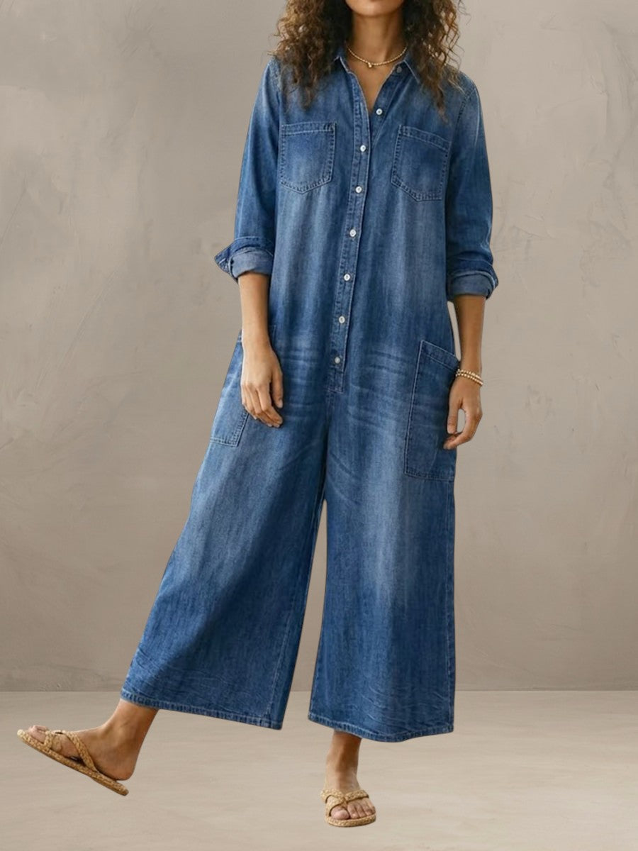 DIANA | VINTAGE DENIM JUMPSUIT WITH BUTTONS