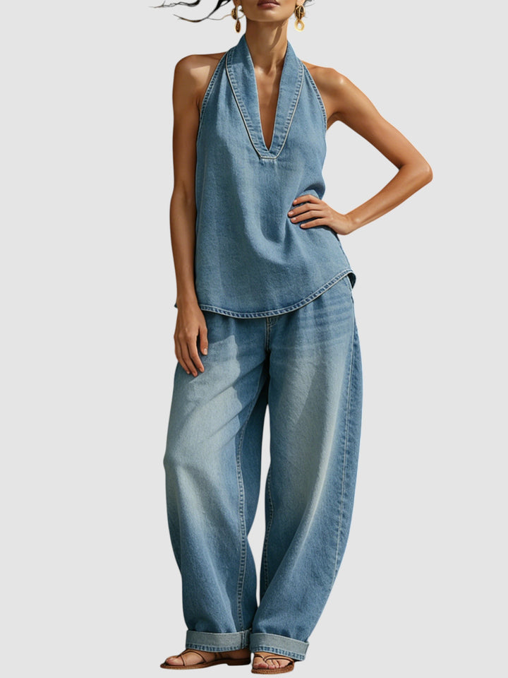 MIRELLE | MINIMALIST DENIM TWO-PIECE SET
