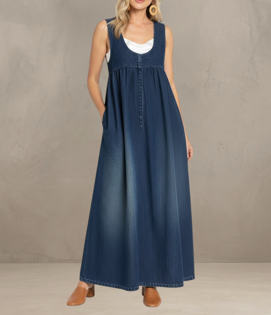 CAMILLA | VINTAGE WASH DENIM MAXI DRESS