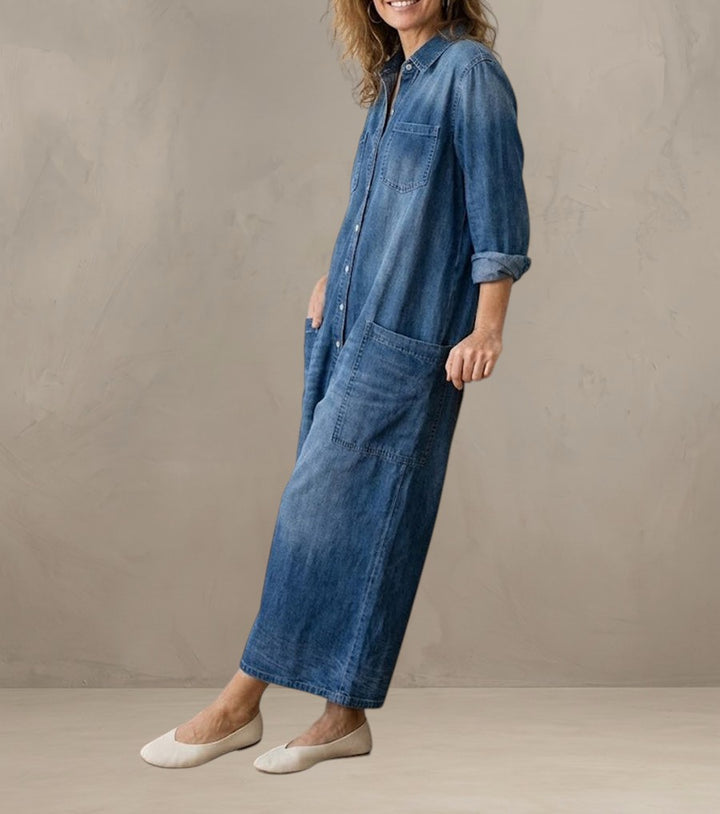 DIANA | VINTAGE DENIM JUMPSUIT WITH BUTTONS