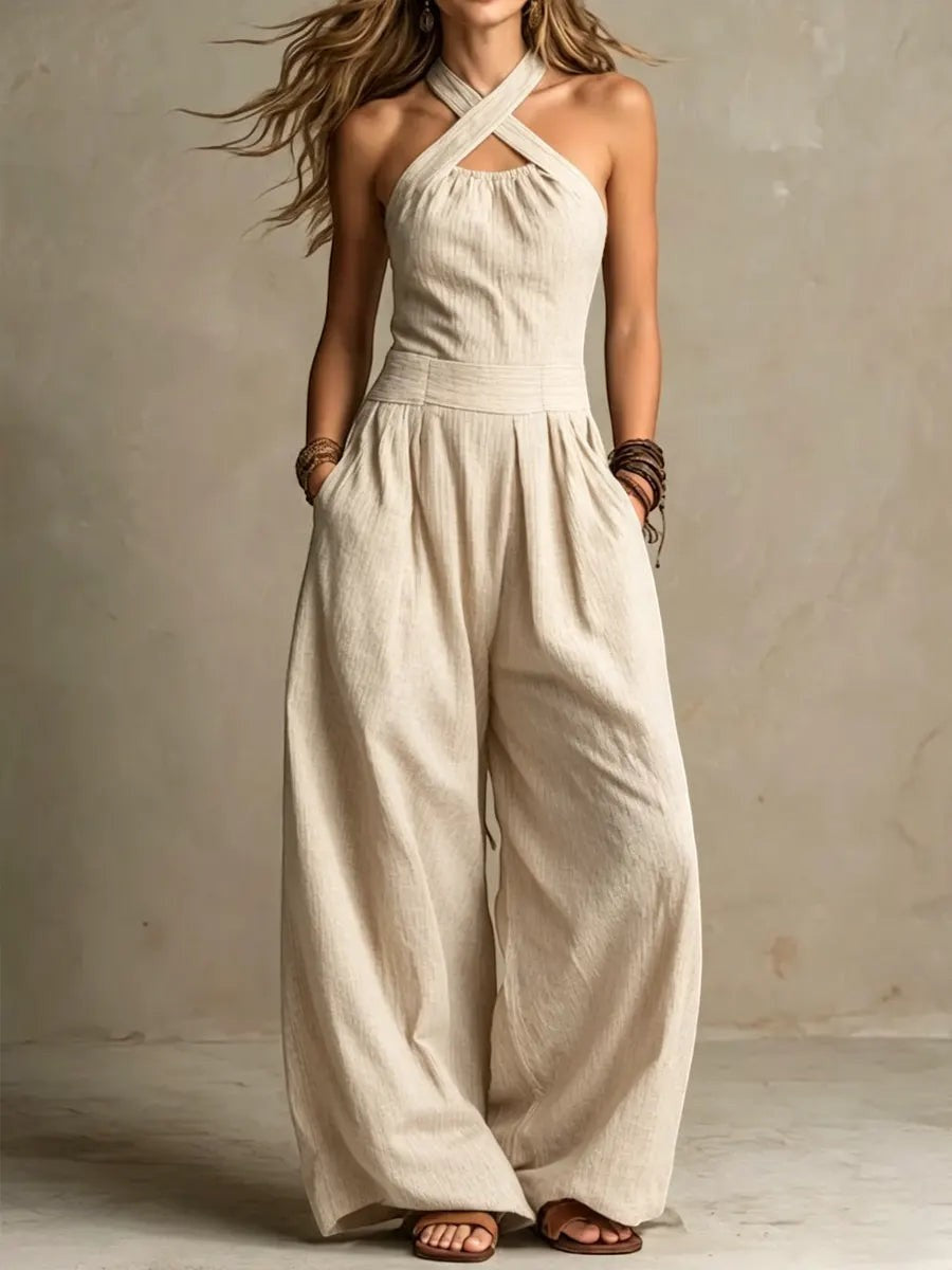 ARIADNA | ELEGANT JUMPSUIT WITH CROSSED NECKLINE