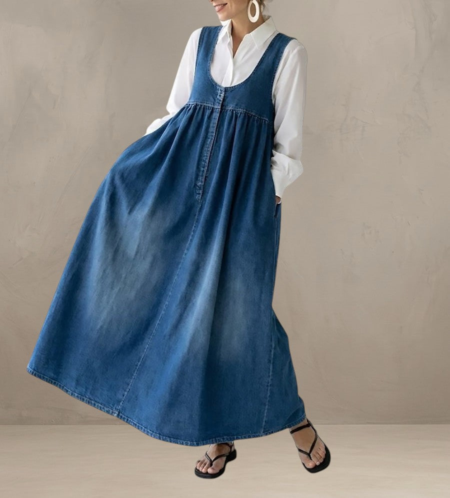 CAMILLA | VINTAGE WASH DENIM MAXI DRESS