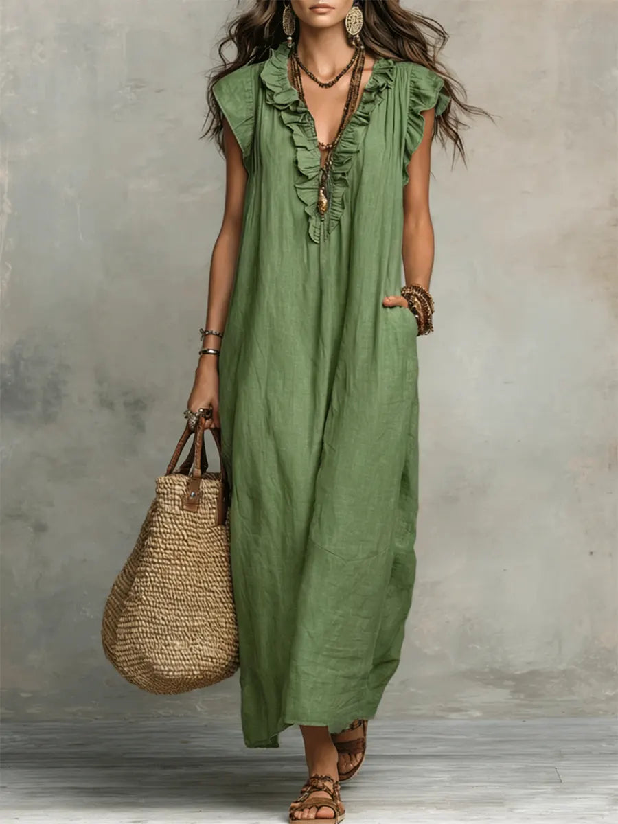 EDNA | BOHEMIAN LINEN COTTON MAXI DRESS