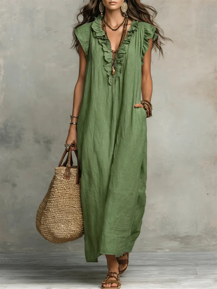 EDNA | BOHEMIAN LINEN COTTON MAXI DRESS