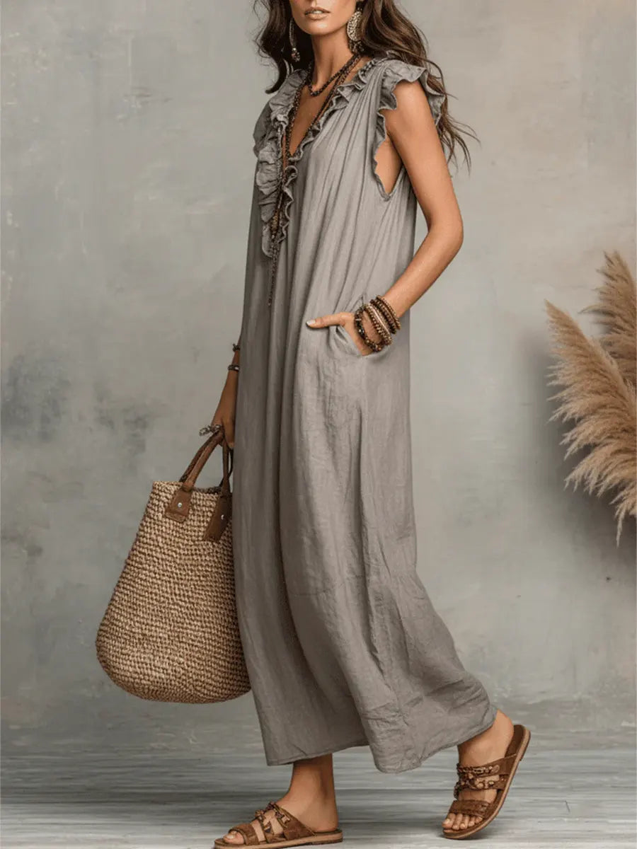 EDNA | BOHEMIAN LINEN COTTON MAXI DRESS