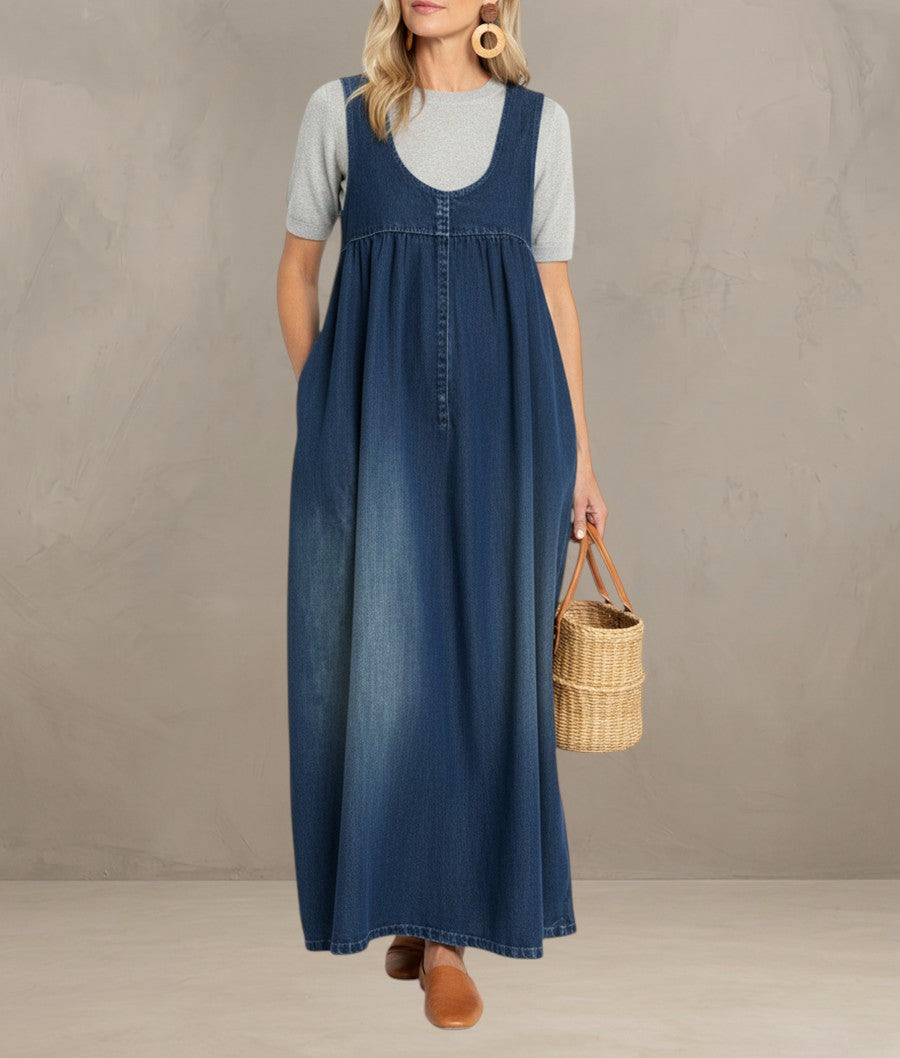 CAMILLA | VINTAGE WASH DENIM MAXI DRESS