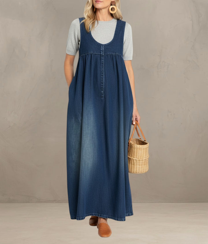 CAMILLA | VINTAGE WASH DENIM MAXI DRESS