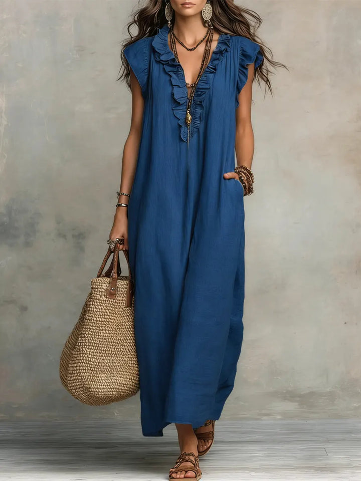 EDNA | BOHEMIAN LINEN COTTON MAXI DRESS
