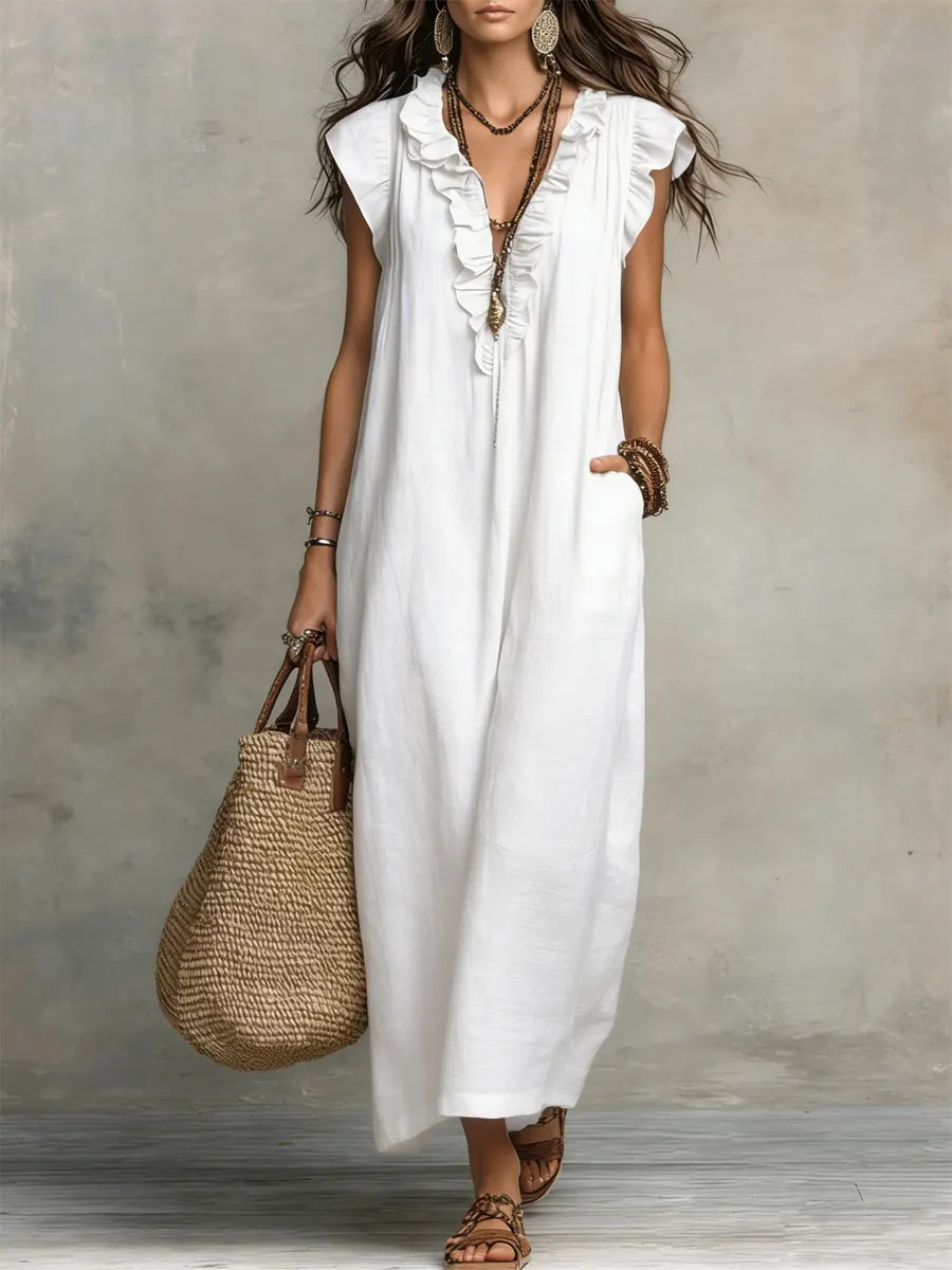 EDNA | BOHEMIAN LINEN COTTON MAXI DRESS