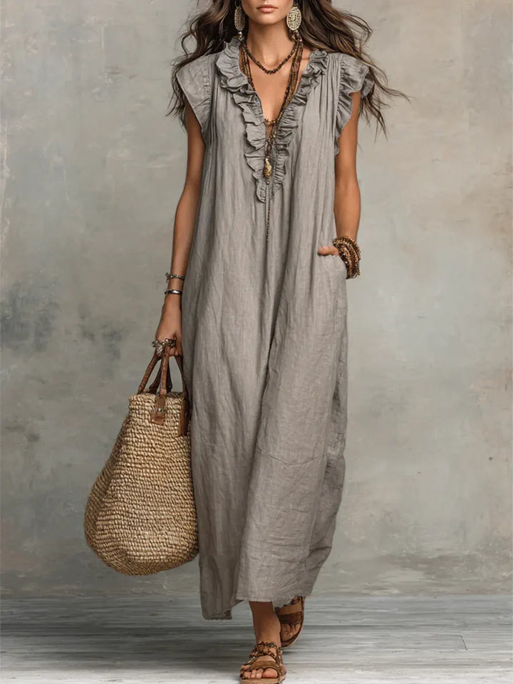 EDNA | BOHEMIAN LINEN COTTON MAXI DRESS