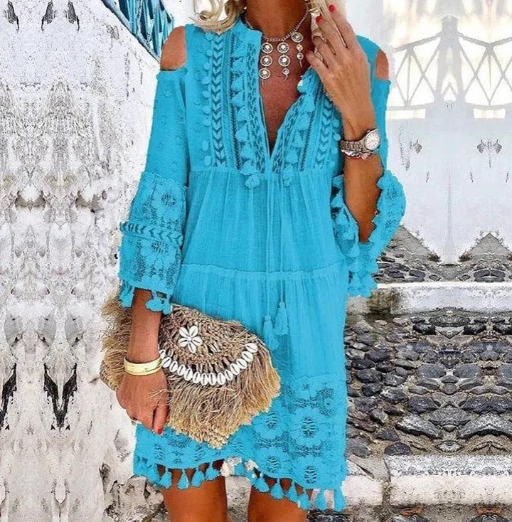 THELMA | EMBROIDERED COTTON LINEN DRESS