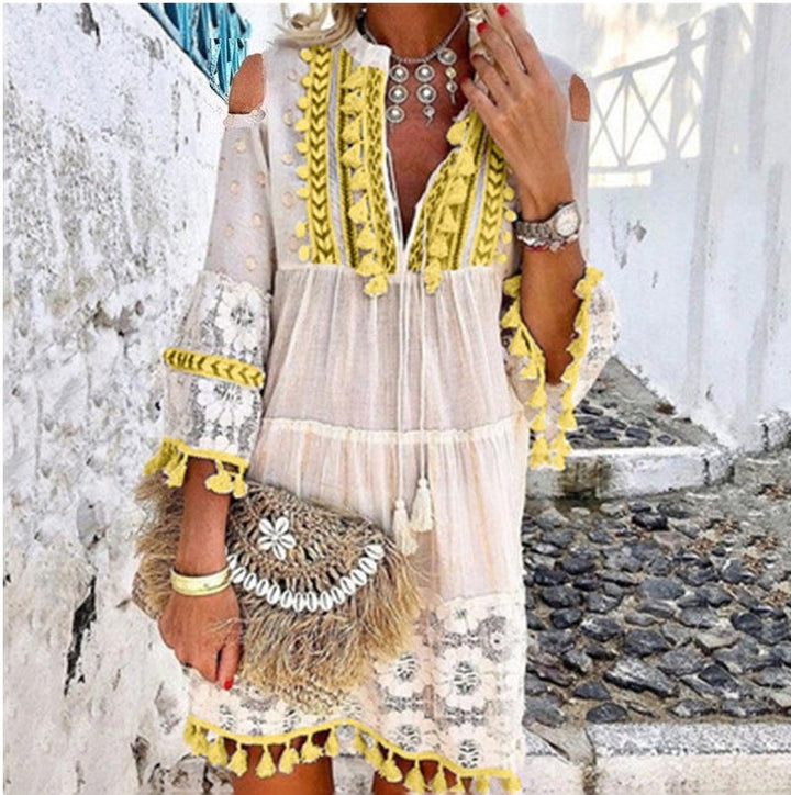 THELMA | EMBROIDERED COTTON LINEN DRESS
