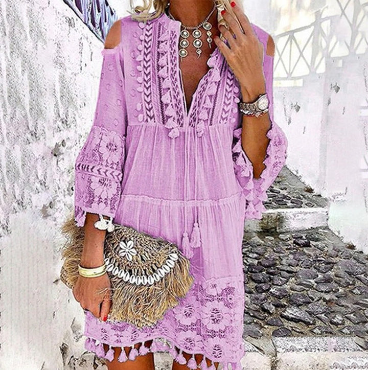 THELMA | EMBROIDERED COTTON LINEN DRESS