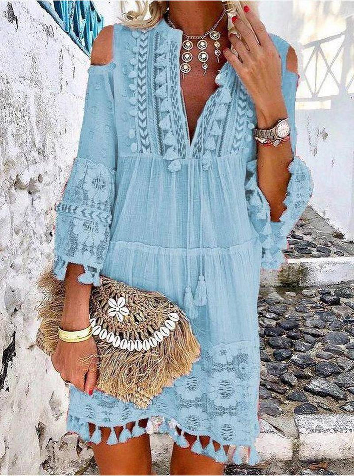 THELMA | EMBROIDERED COTTON LINEN DRESS